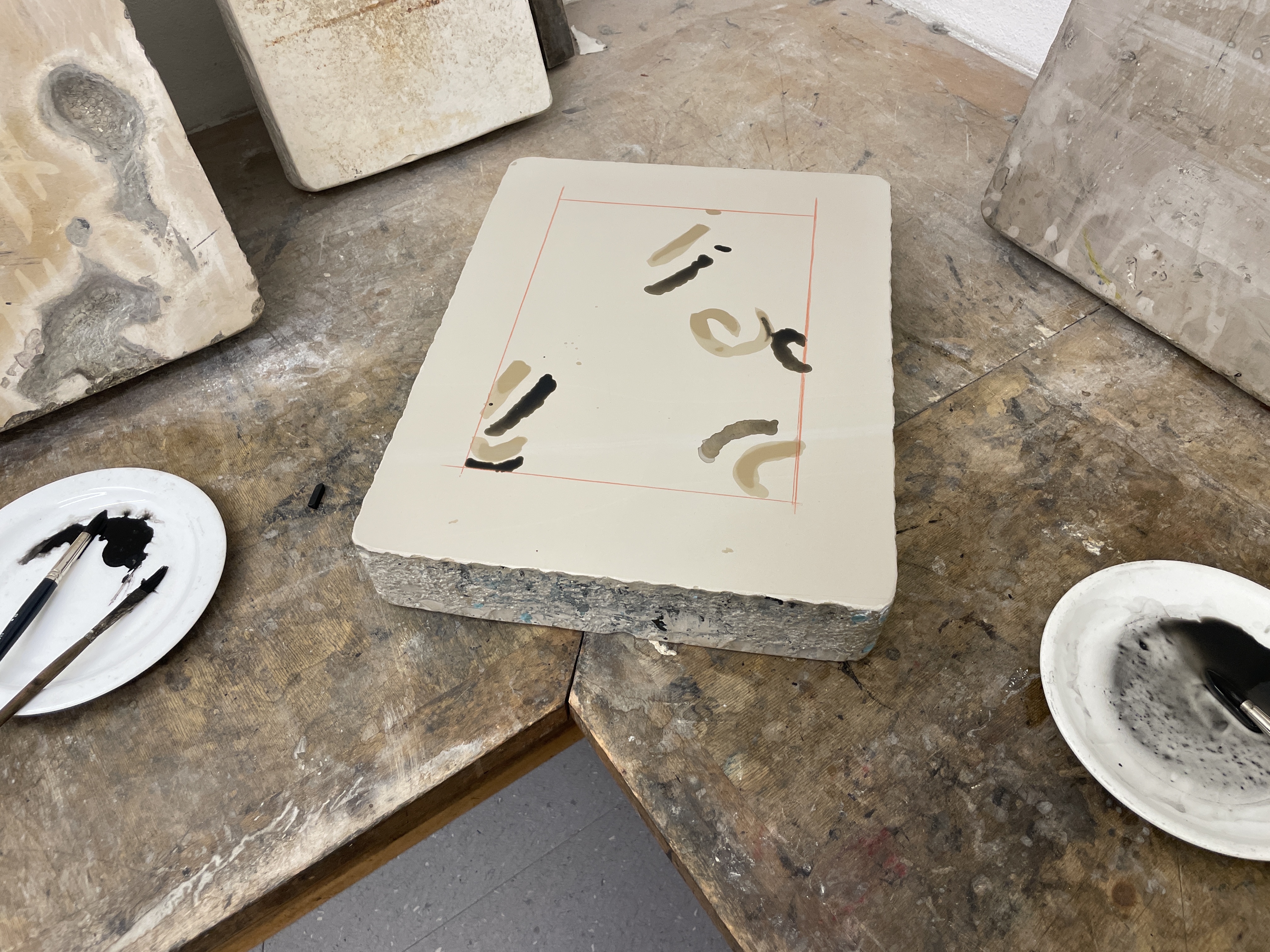 Zeichnung mit Gummiarabicum und Tusche